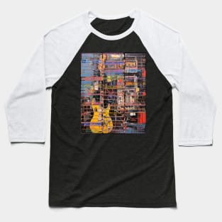 sounds of the 80s - electric guitar and audio tapes collage Baseball T-Shirt